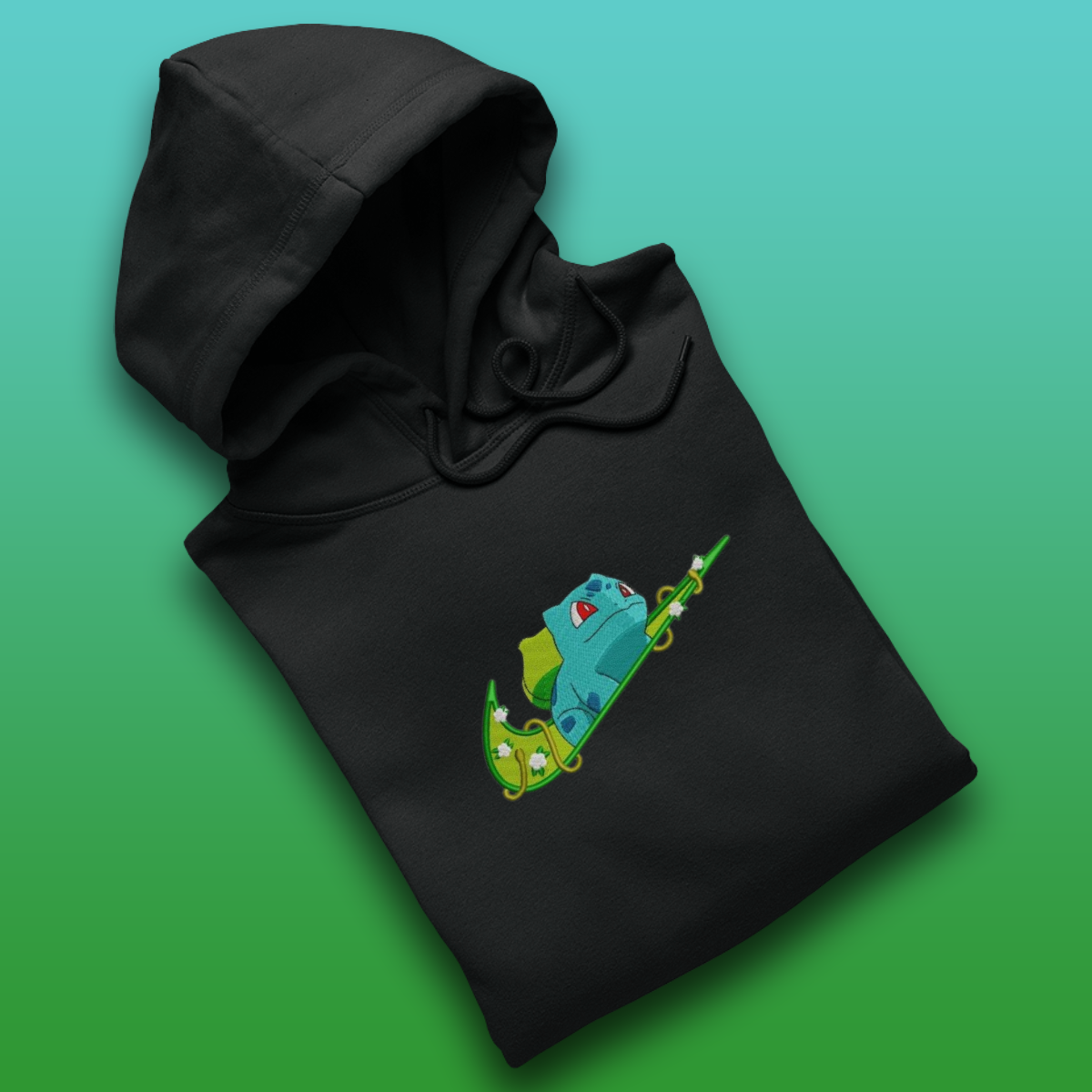 Sweat à capuche brodé Pokémon Bulbizarre Custom