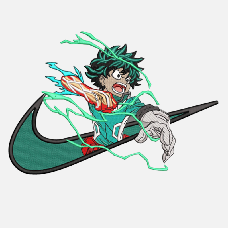 Deku Izuku Midoriya Swoosh Nike Embroidery