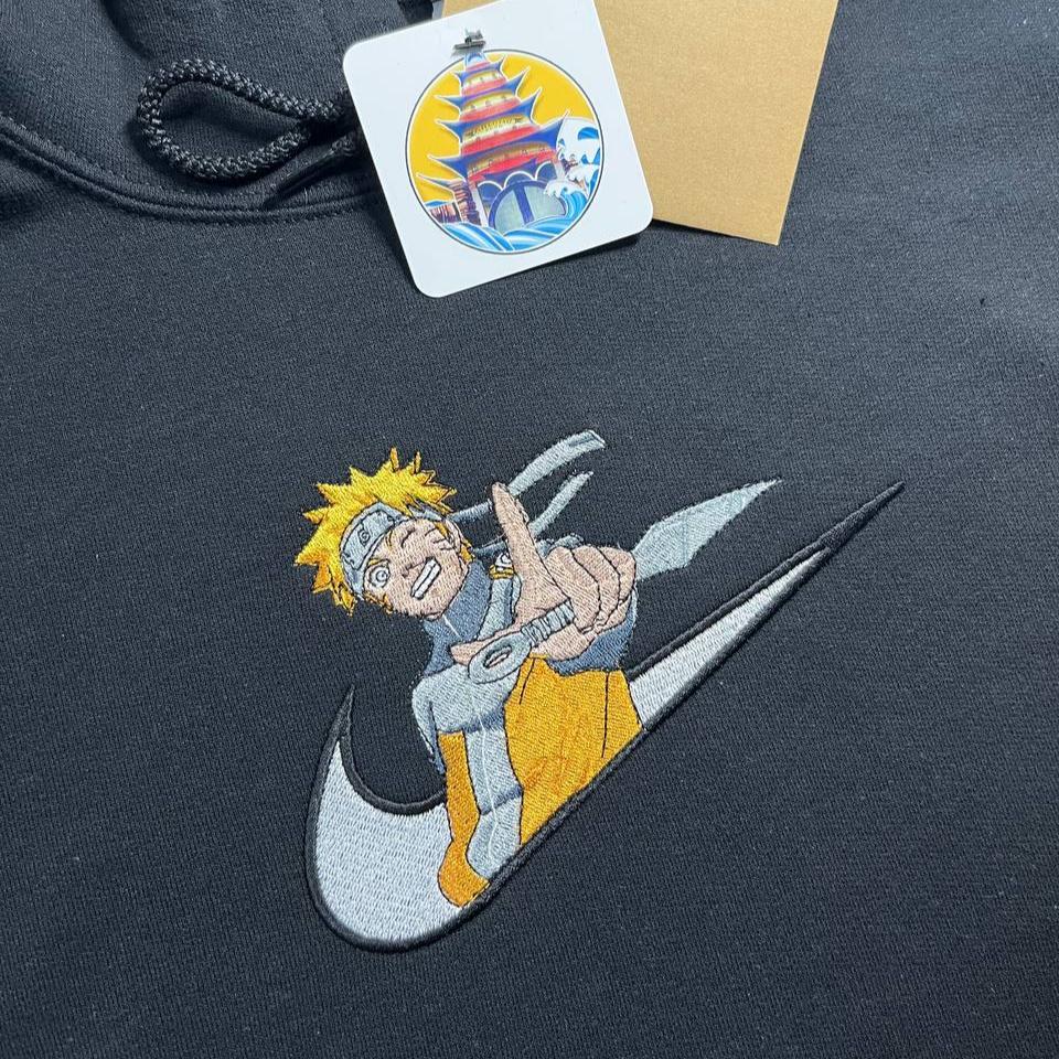 Sweat a capuche brodé Naruto Uzumaki Shippuden Pull brodé Naruto shippuden Kyubi Sasuke Uchiwa Obito Uchiwa Itachi Uchiwa Noir