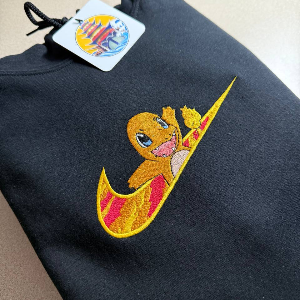 Salamèche Custom | Pokemon | Sweat à capuche brodé
