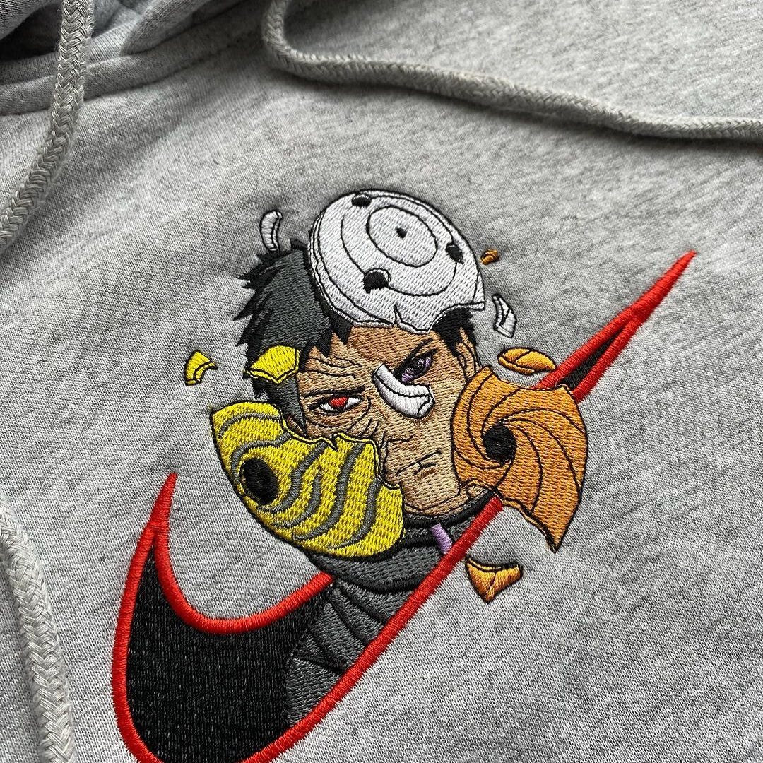 Obito Uchiwa swoosh embroidery design manga anime hoodie brodé naruto shippuden madara sasuke